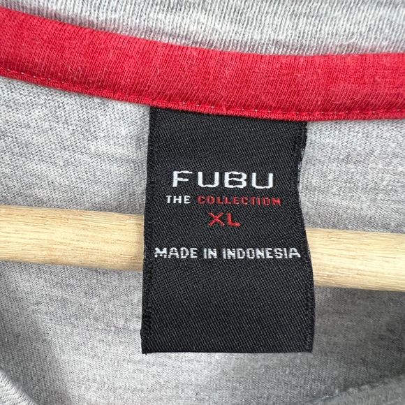 Fubu polo shirt XL vintage striped mens 90's streetwear hip hop attached t-shirt - Picture 7 of 8